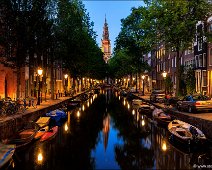 Zuiderkerk-Church-Amsterdam_C7A0251 An evening view to Zuiderkerk Church over Groenburgwal Canal in Amsterdam.