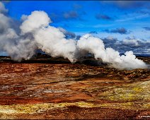 Gunnuhver Hot Springs Iceland Steam is coming out of the lava earth in Gunnuhver, Reykjanes, Iceland.