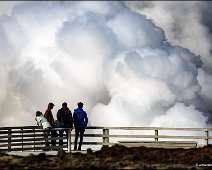 Gunnuhver Hot Springs III People looking at Gunnuhver Hot Springs in Iceland