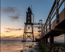 Leuchtturm Obereversand I The historical lighthouse Eversand-Oberfeuer, 37,40 m high, build in 1886/87 on the norh sea coast in Dorum, Lower Saxony in Germany.