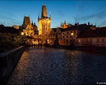 Charles Bridge and Lesser Town Bridge Tower in Prague The historical Charles Bridge and the Lesser Town Bridge Towers of Prague at dawn.