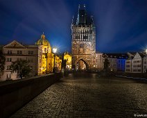 Old Town Bridge Tower of Charles Bridge in Prague The historical Old Town Bridge Tower on the Charles Bridge of Prague at dawn.. Very long exposure of over four minutes to reduce the massive amount of tourists...